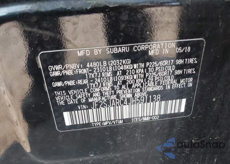 2018 Subaru Forester 2.5I Limited from USA, damaged, VIN JF2SJARC4JH591138